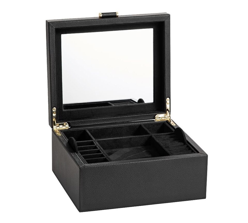 Quinn Medium Leather Jewelry Box, Foil Debossed Pottery Barn Australia